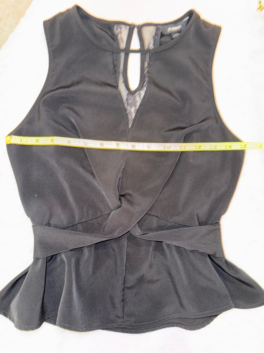 2 x 20$ Express Black Sleeveless Peplum Camisole with Lace Keyhole Size XS - Picture 3 of 6
